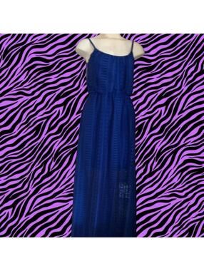 R Wish Blue Lace Maxi Dress